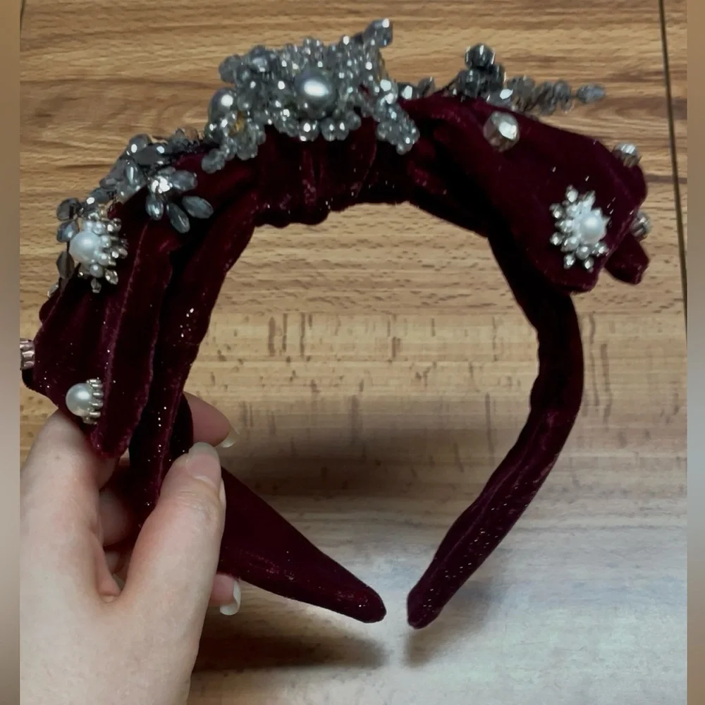 Dark Wine Baroque Bow Embellished Headband